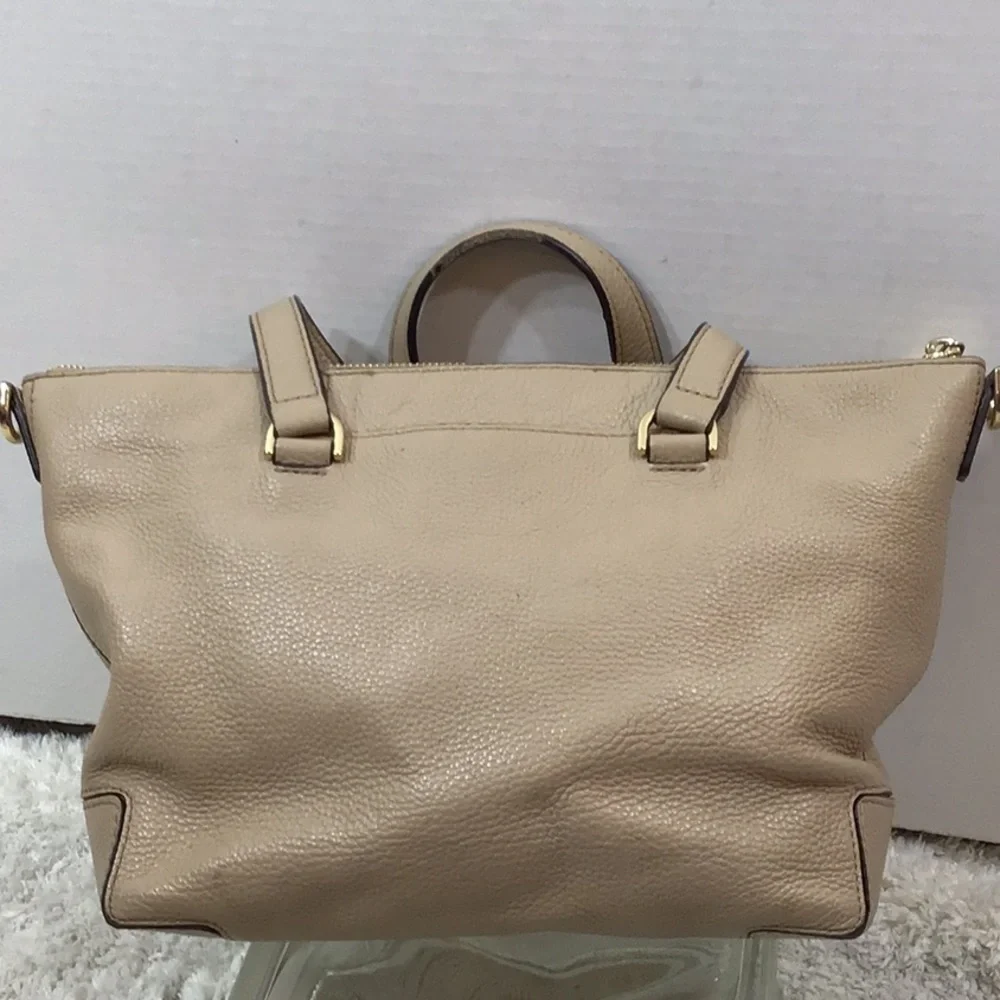 MMK taupe pebbled leather satchel